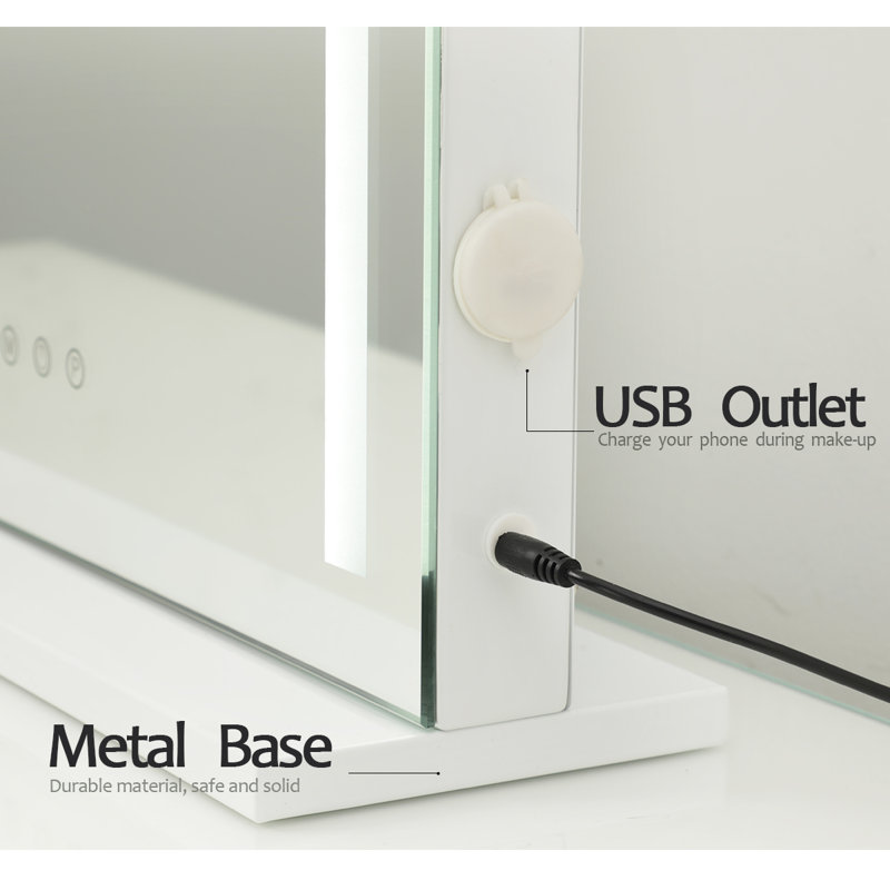 Makeup mirror with electrical outlet discount